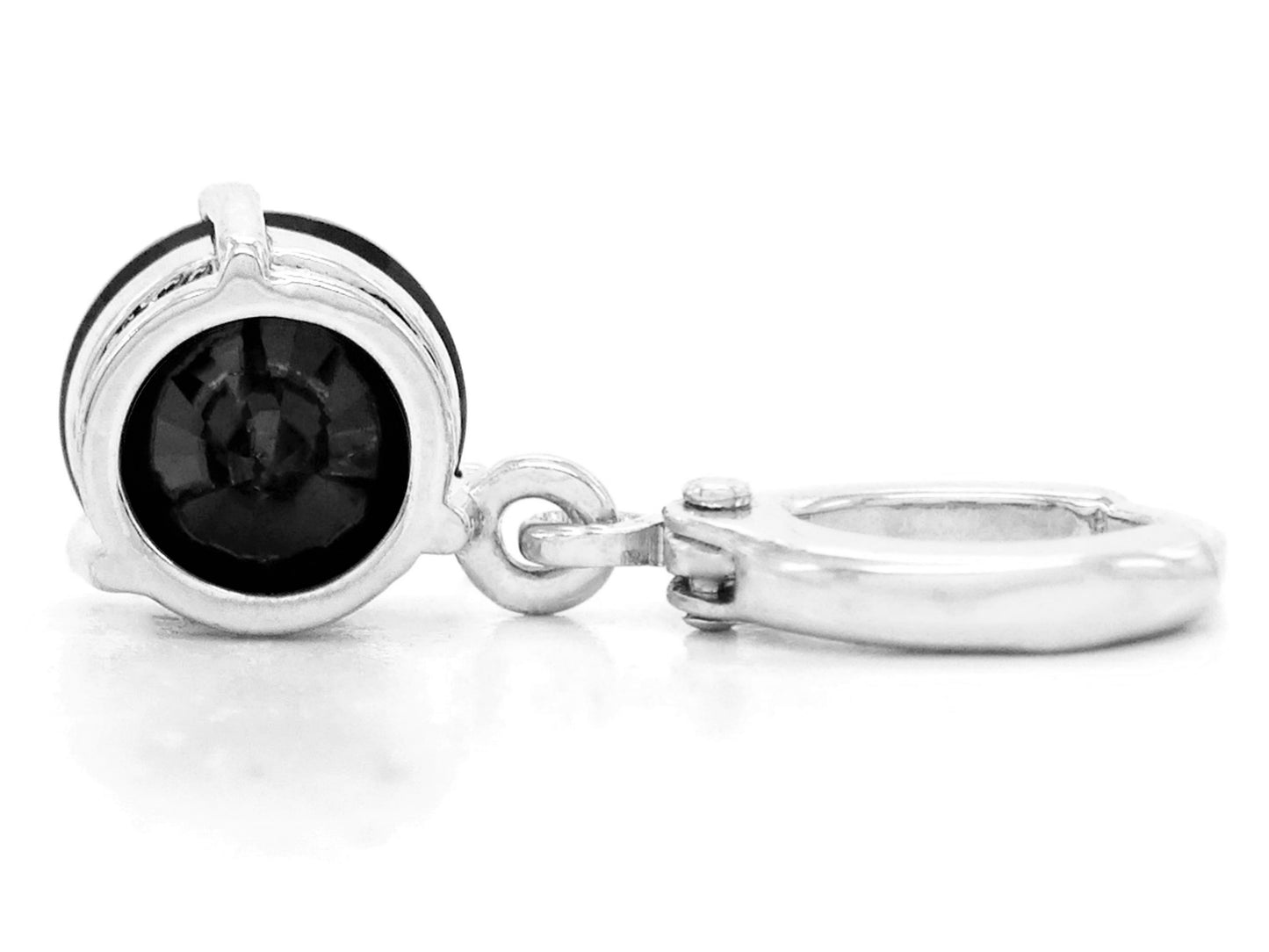 Black moonstone white gold earrings BACK