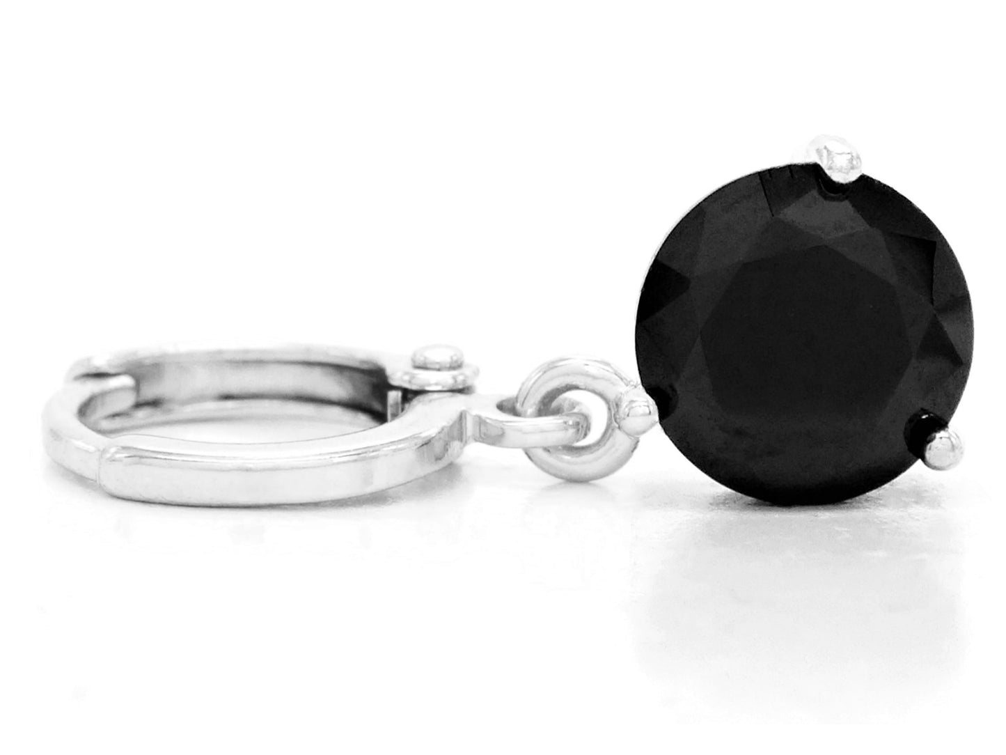Black moonstone white gold earrings FRONT