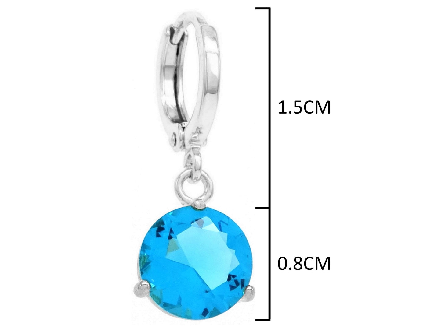 Blue gem white gold earrings MEASUREMENT