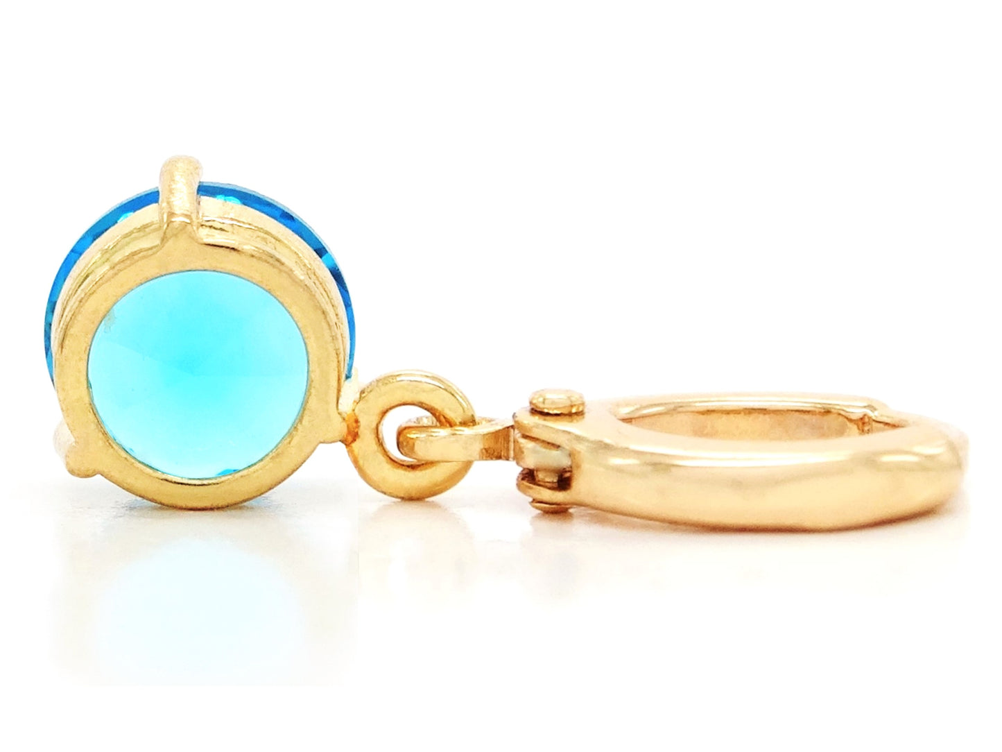 Blue gem yellow gold earrings BACK