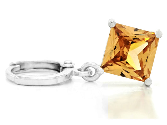 White gold orange princess necklace and earrings FRONT