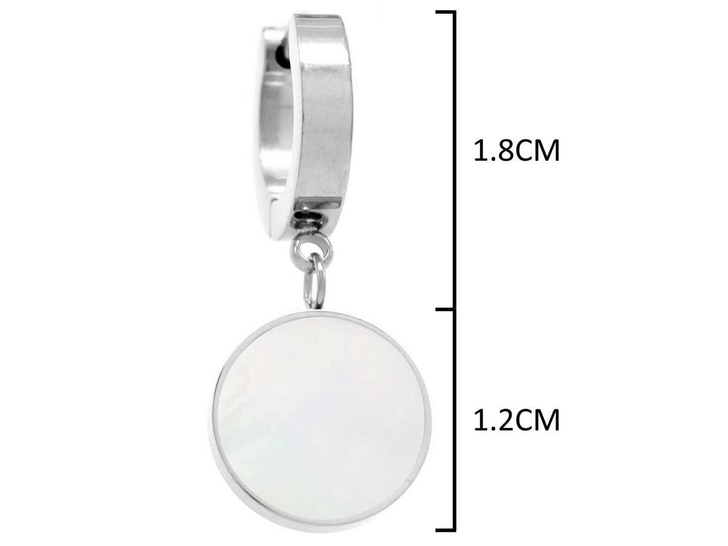 White gold white seashell round earrings MEASUREMENT