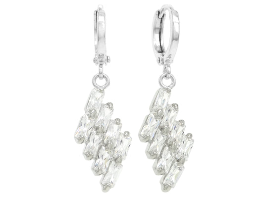 Clear drop baguette white gold earrings MAIN