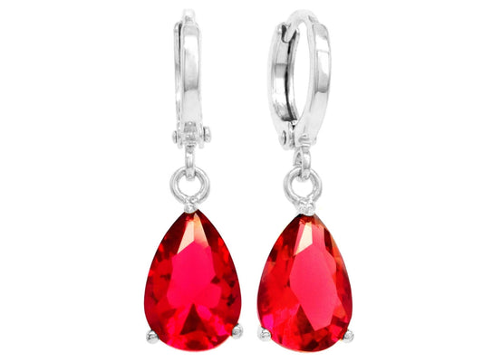 Red raindrop white gold earrings MAIN