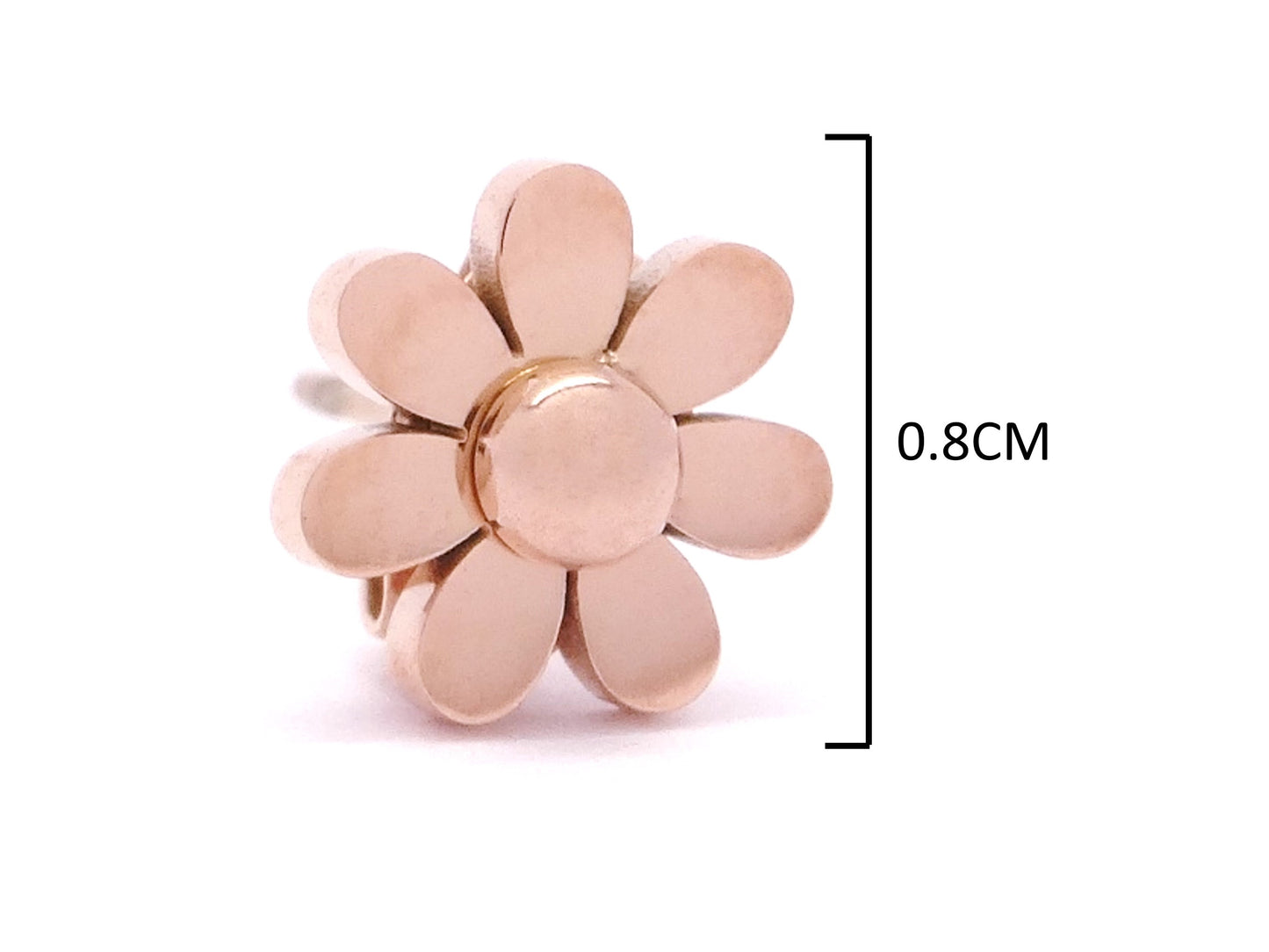 Rose gold flower stud earrings MEASUREMENT