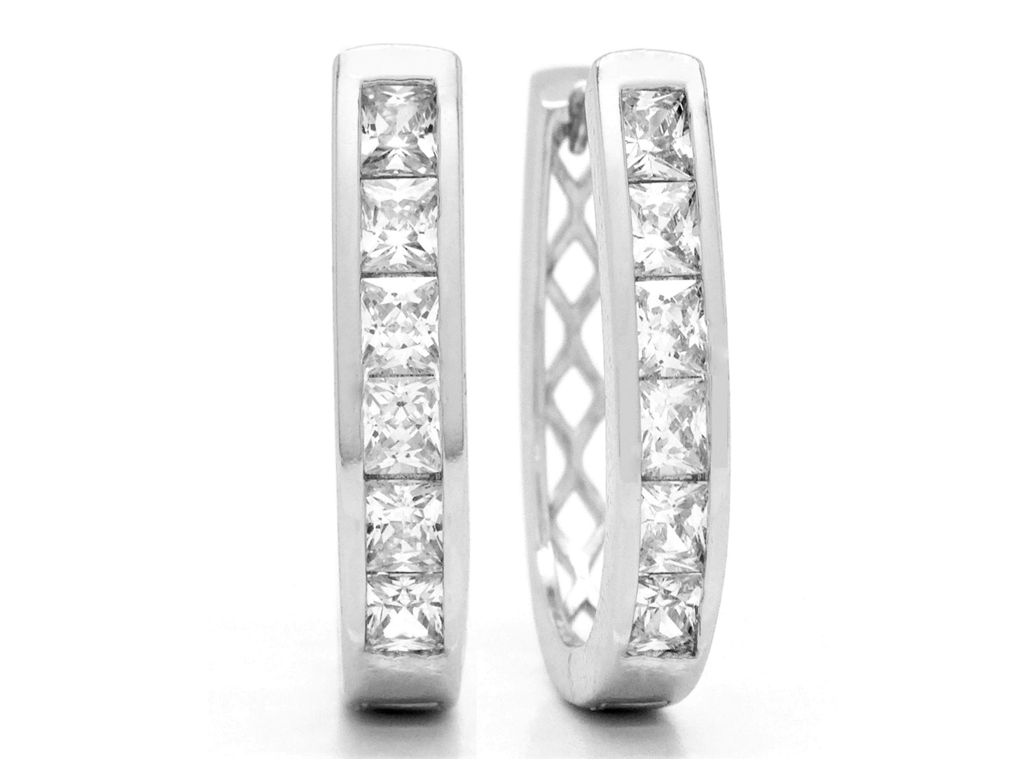 White gold white princess gem hoop earrings MAIN