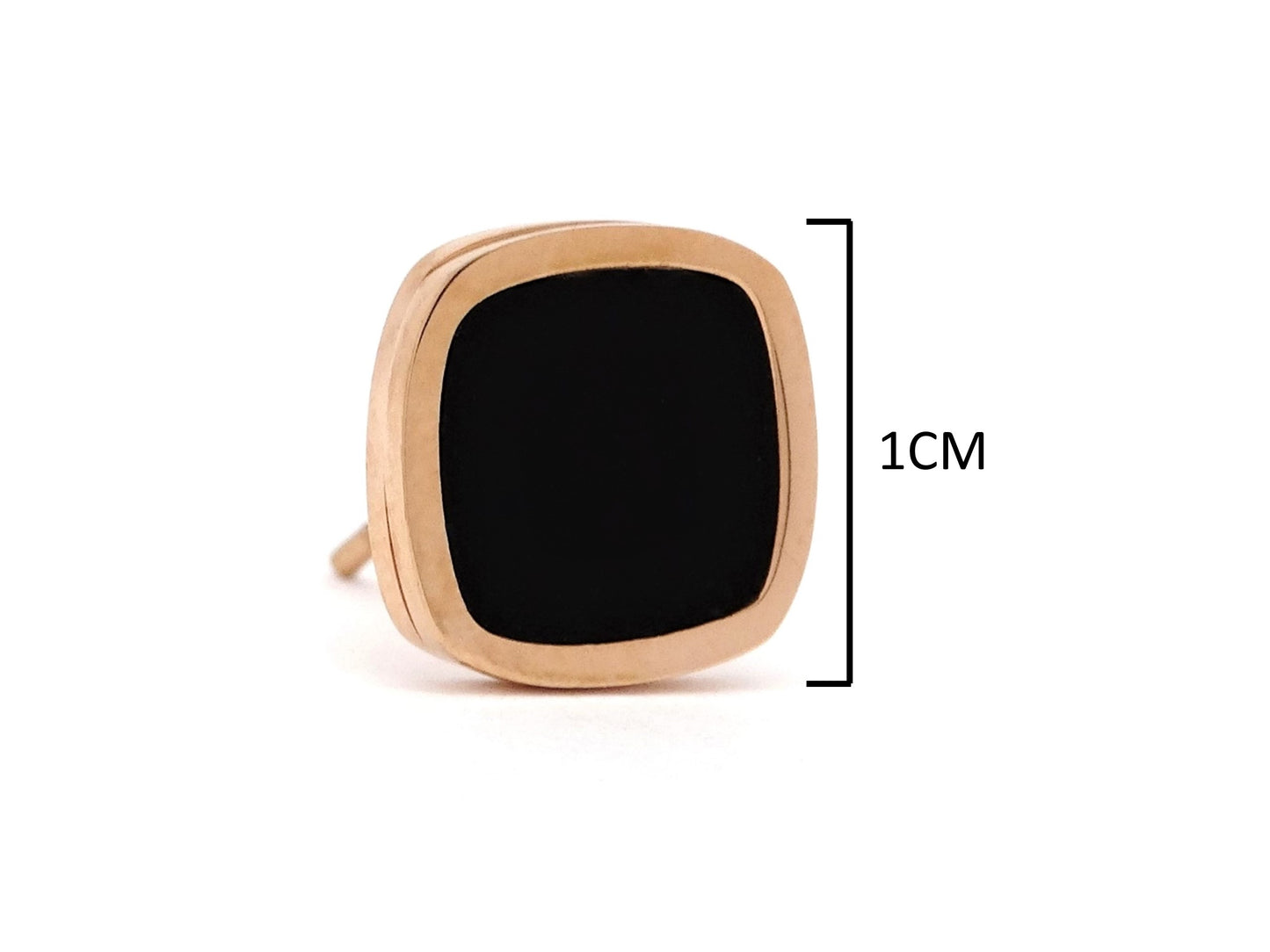 Rose gold black moonstone square stud earrings MEASUREMENT