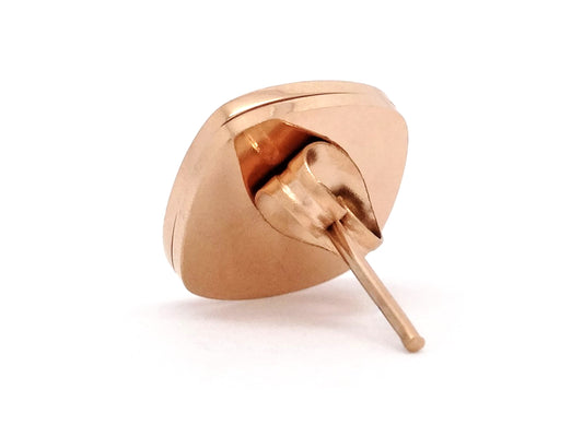 Rose gold black moonstone square stud earrings BACK