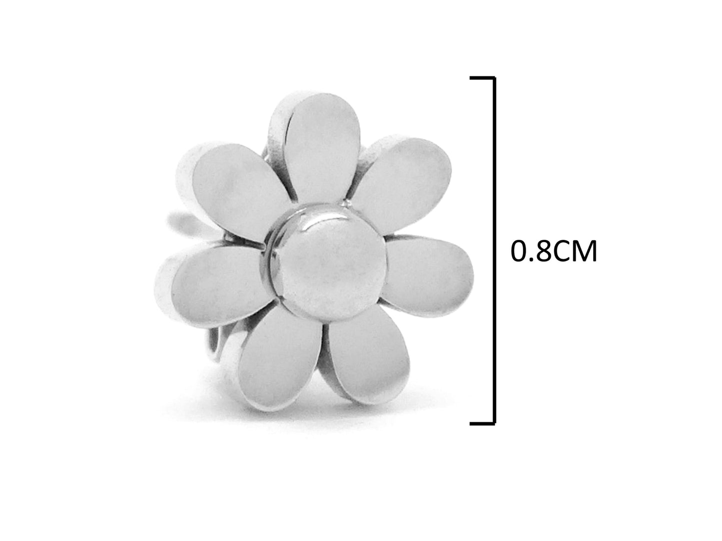 White gold flower stud earrings MEASUREMENT