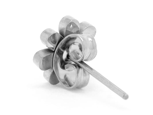 White gold flower stud earrings BACK