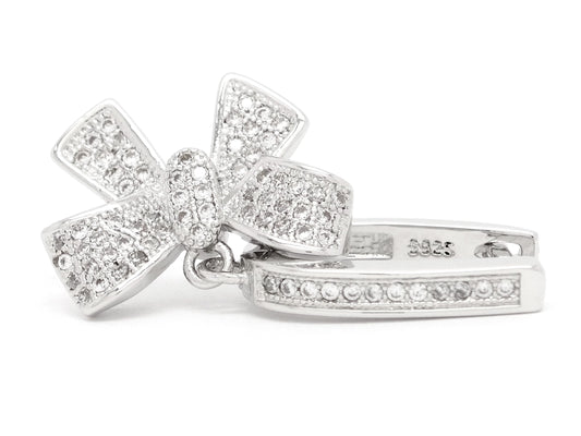 Sterling silver bow tie earrings FRONT