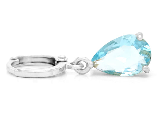 Light Blue Raindrop White Gold Earrings FRONT