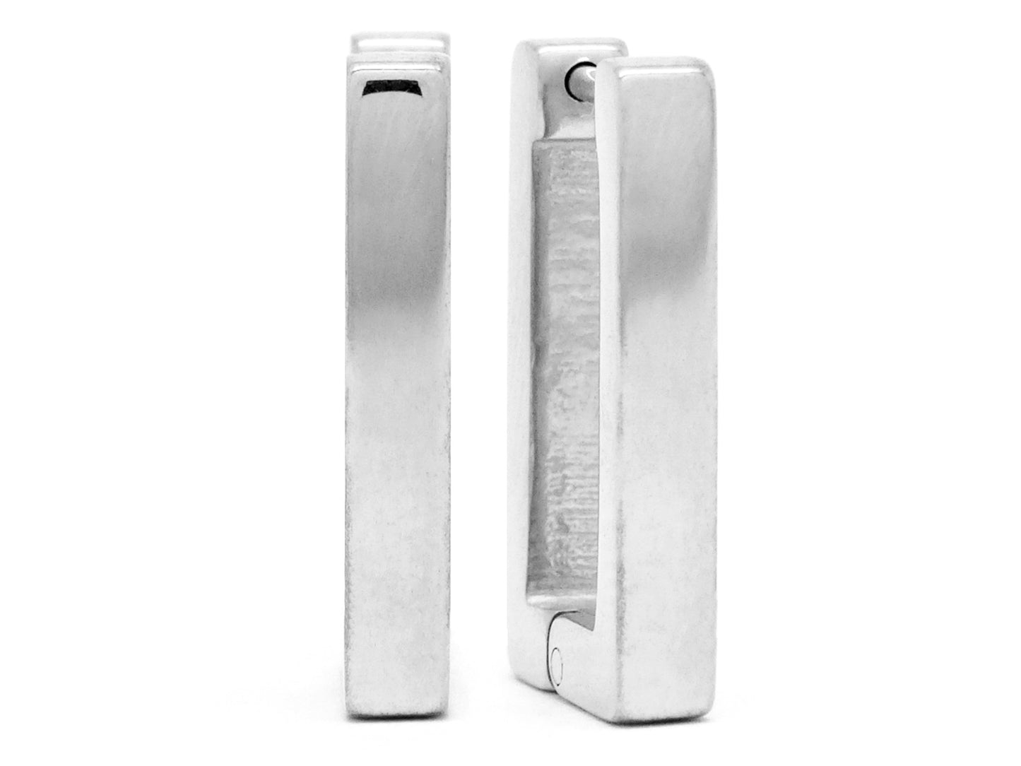 White Gold Square Hoop Earrings MAIN