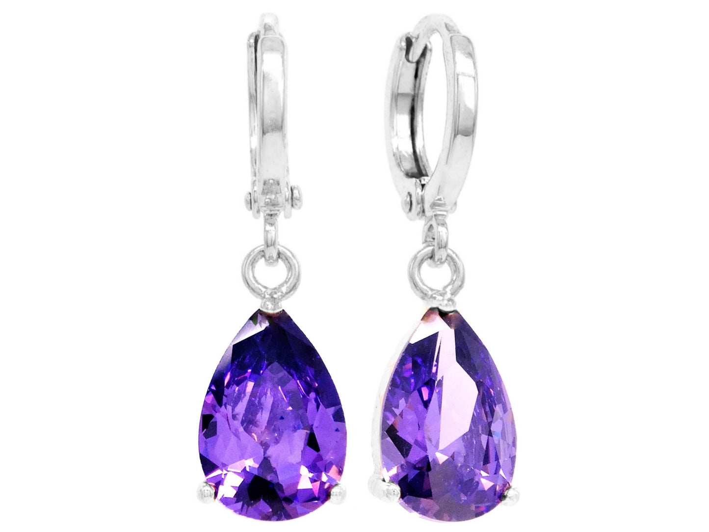 Purple raindrop white gold earrings MAIN