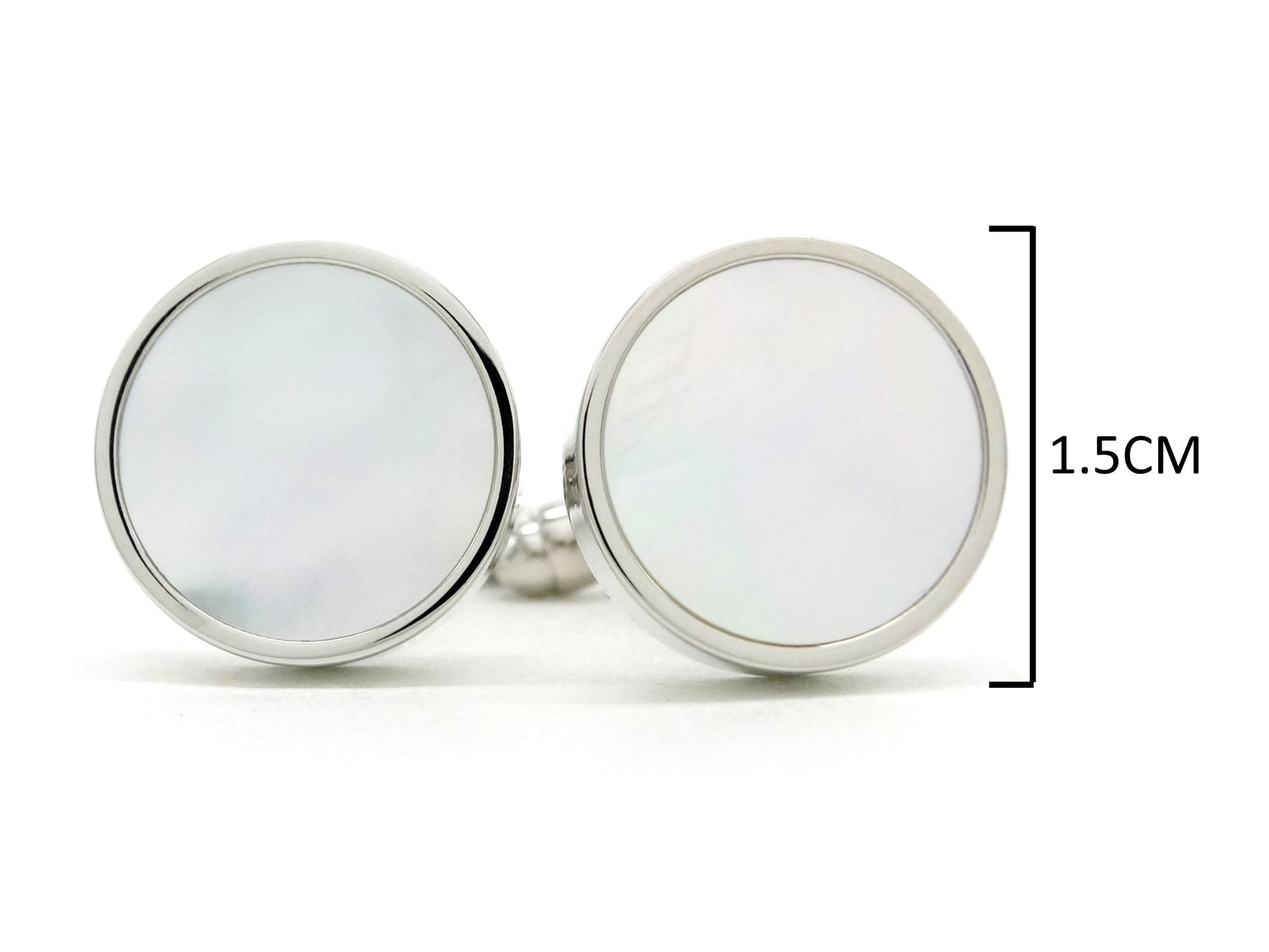 Sterling silver white seashell cufflinks MEASUREMENT