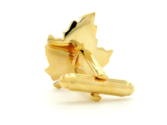 Yellow gold leaf cufflinks BACK