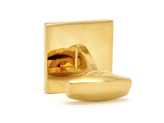 Yellow gold black engraved square cufflinks BACK