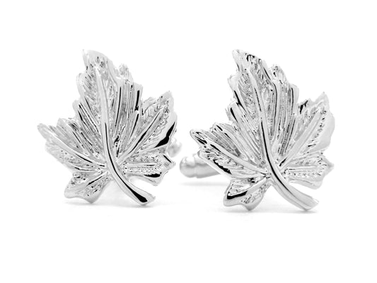 Polished steel leaf cufflinks MAIN