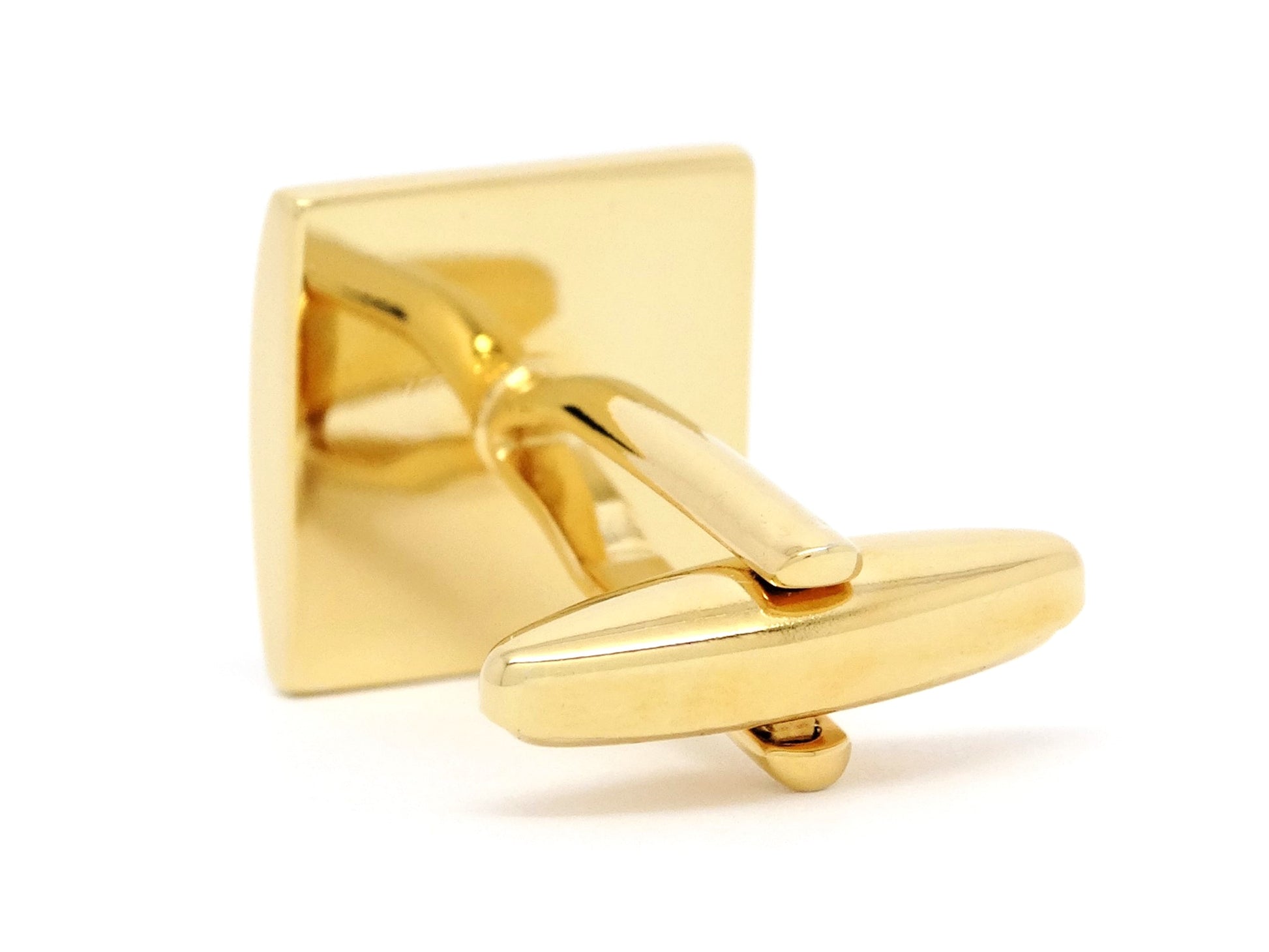 Yellow gold chessboard design cufflinks BACK