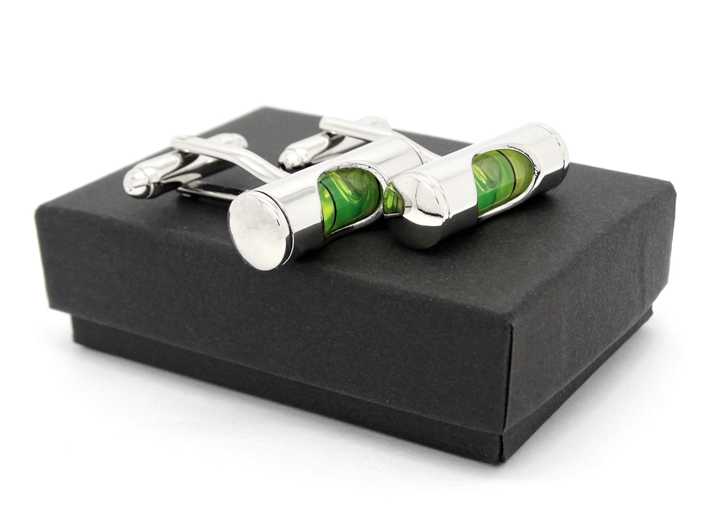 Stainless steel spirit level cufflinks GIFT BOX