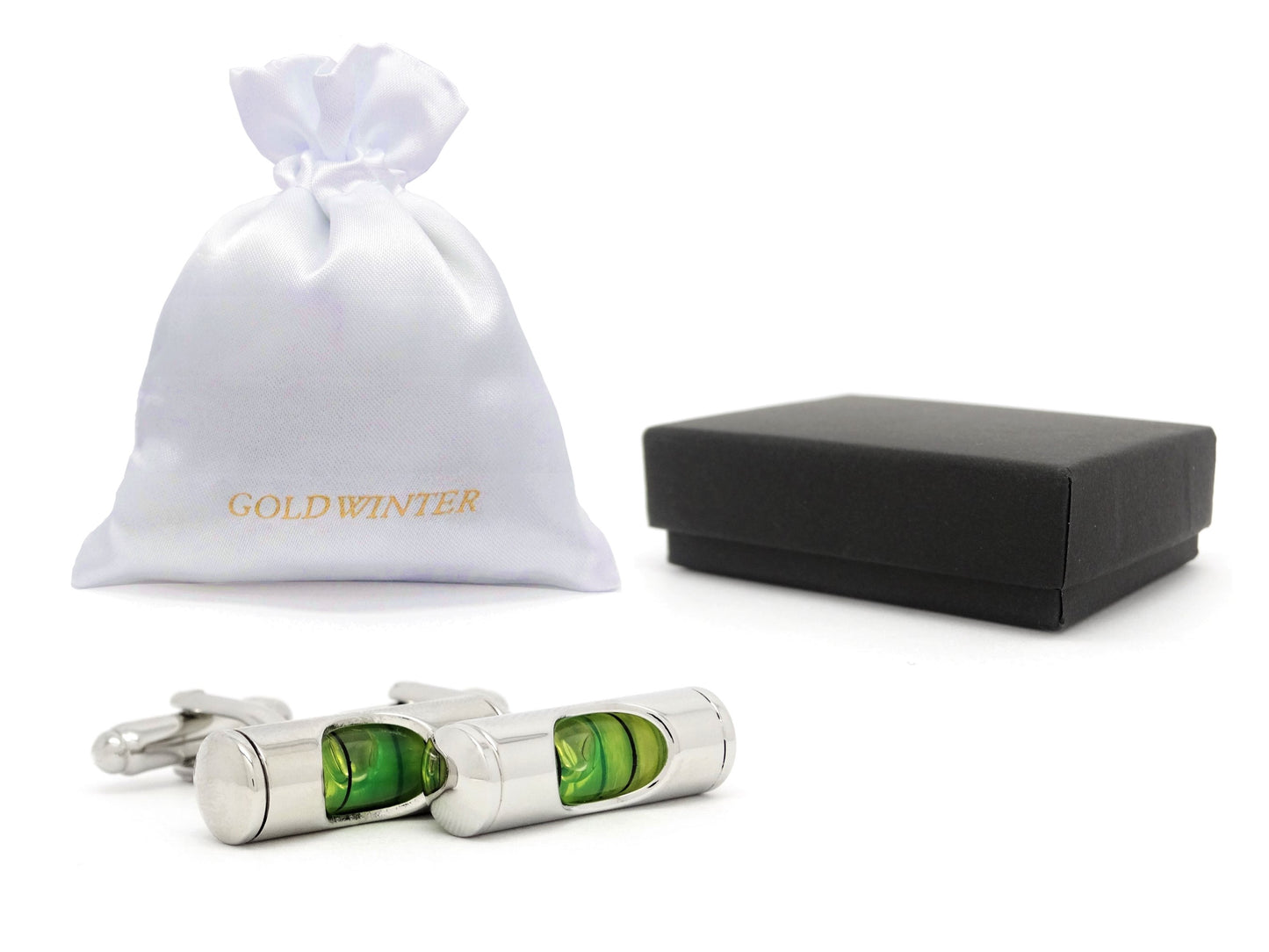 Stainless steel spirit level cufflinks GIFT BAG