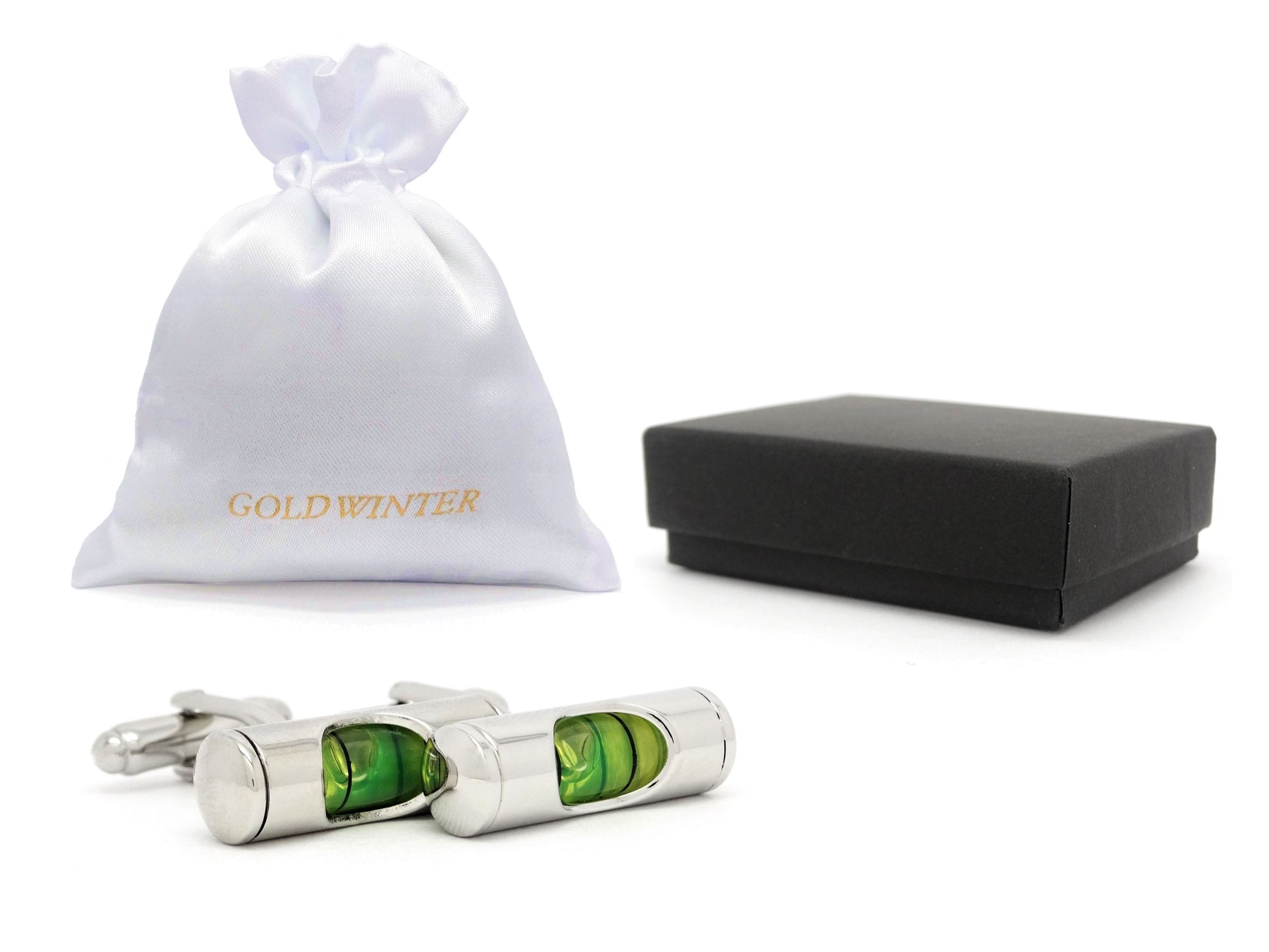 Stainless steel spirit level cufflinks GIFT BAG