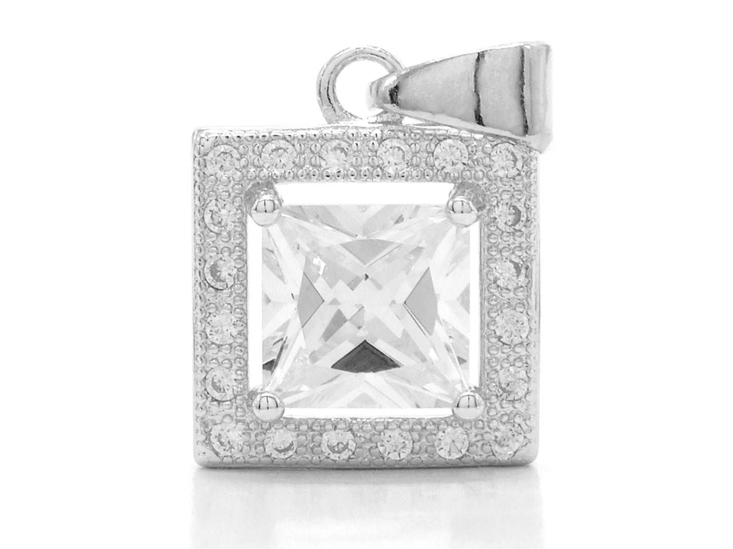 Sterling silver princess gem necklace FRONT