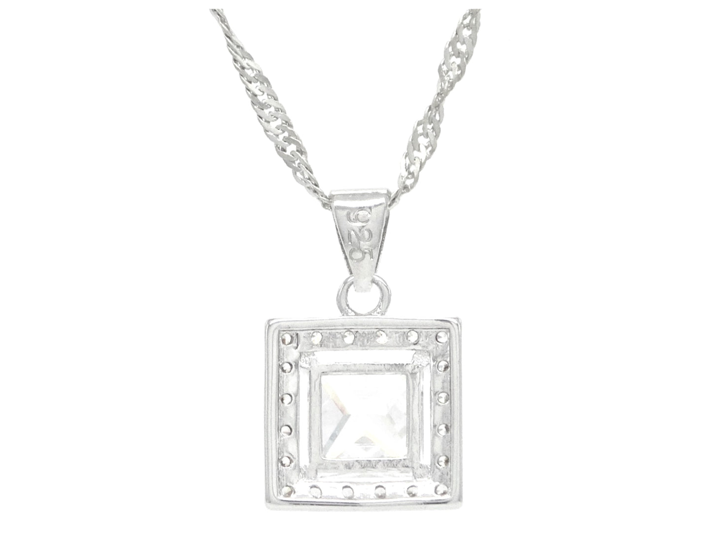 Sterling silver princess gem necklace BACK