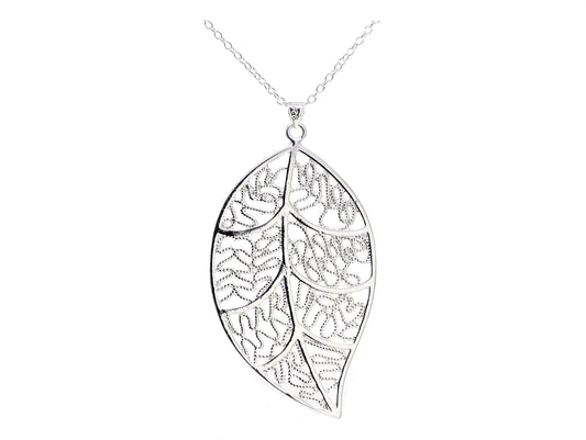 Silver leaf necklace