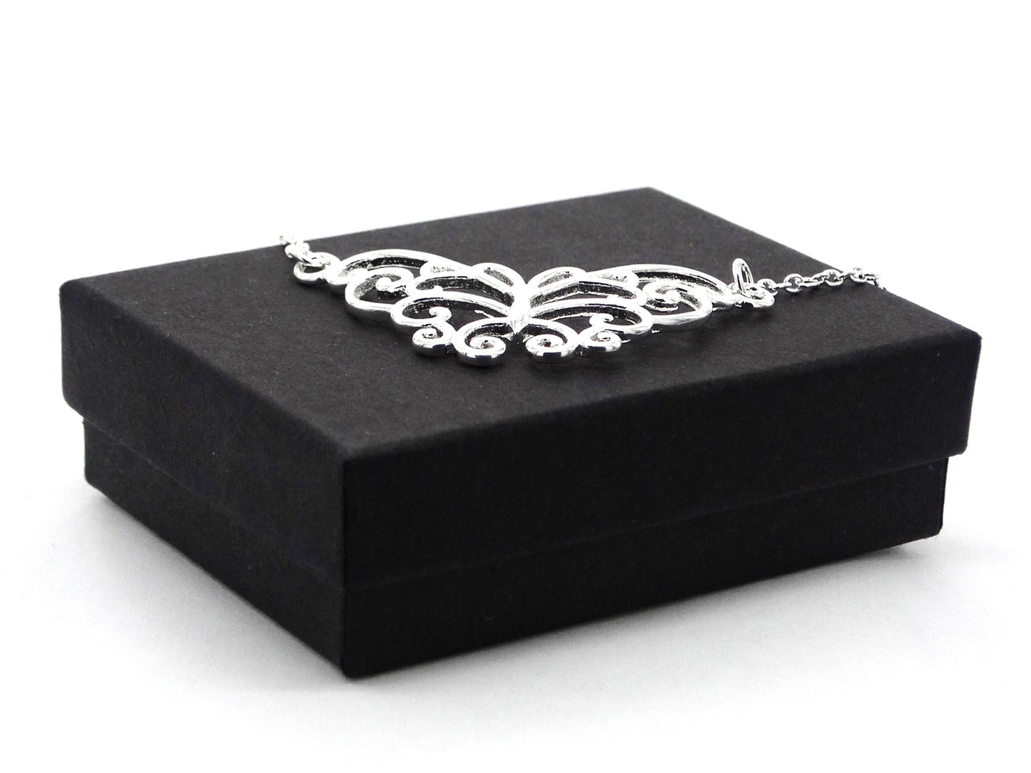 Silver butterfly choker necklace GIFT BOX