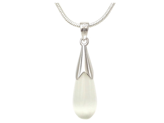 White moonstone fall silver necklace