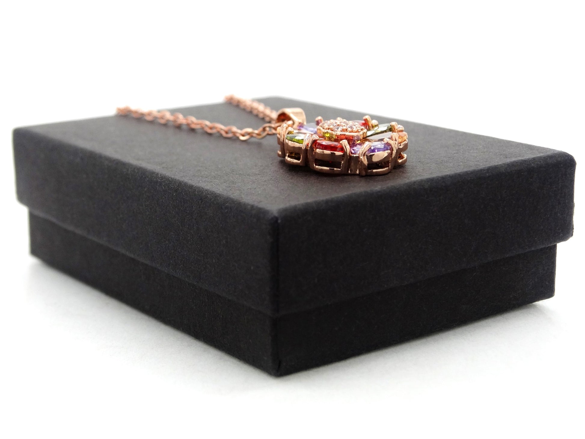 Rose gold pear gems necklace GIFT BOX