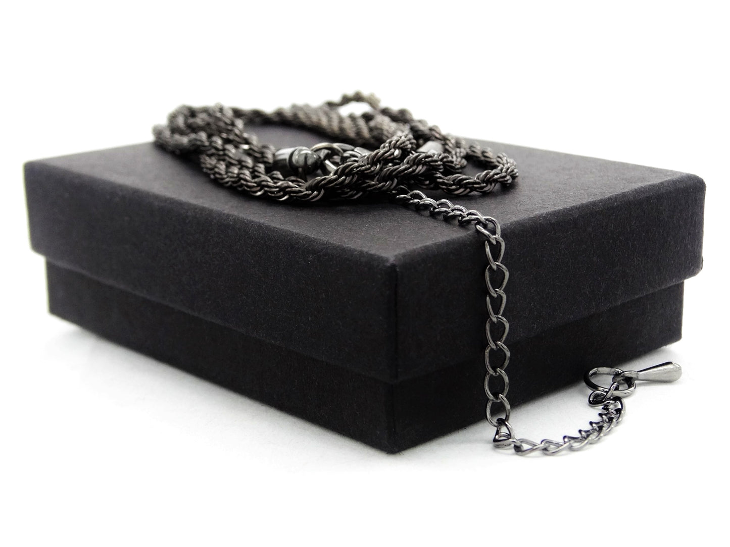 Black steel thin rope necklace GIFT BOX