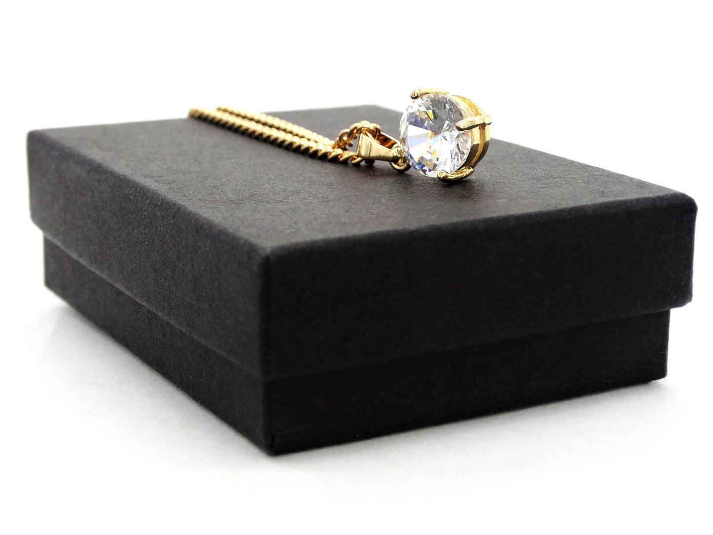 Clear gem gold drop necklace GIFT BOX