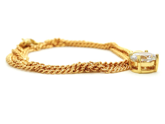 Clear gem gold drop necklace DISPLAY