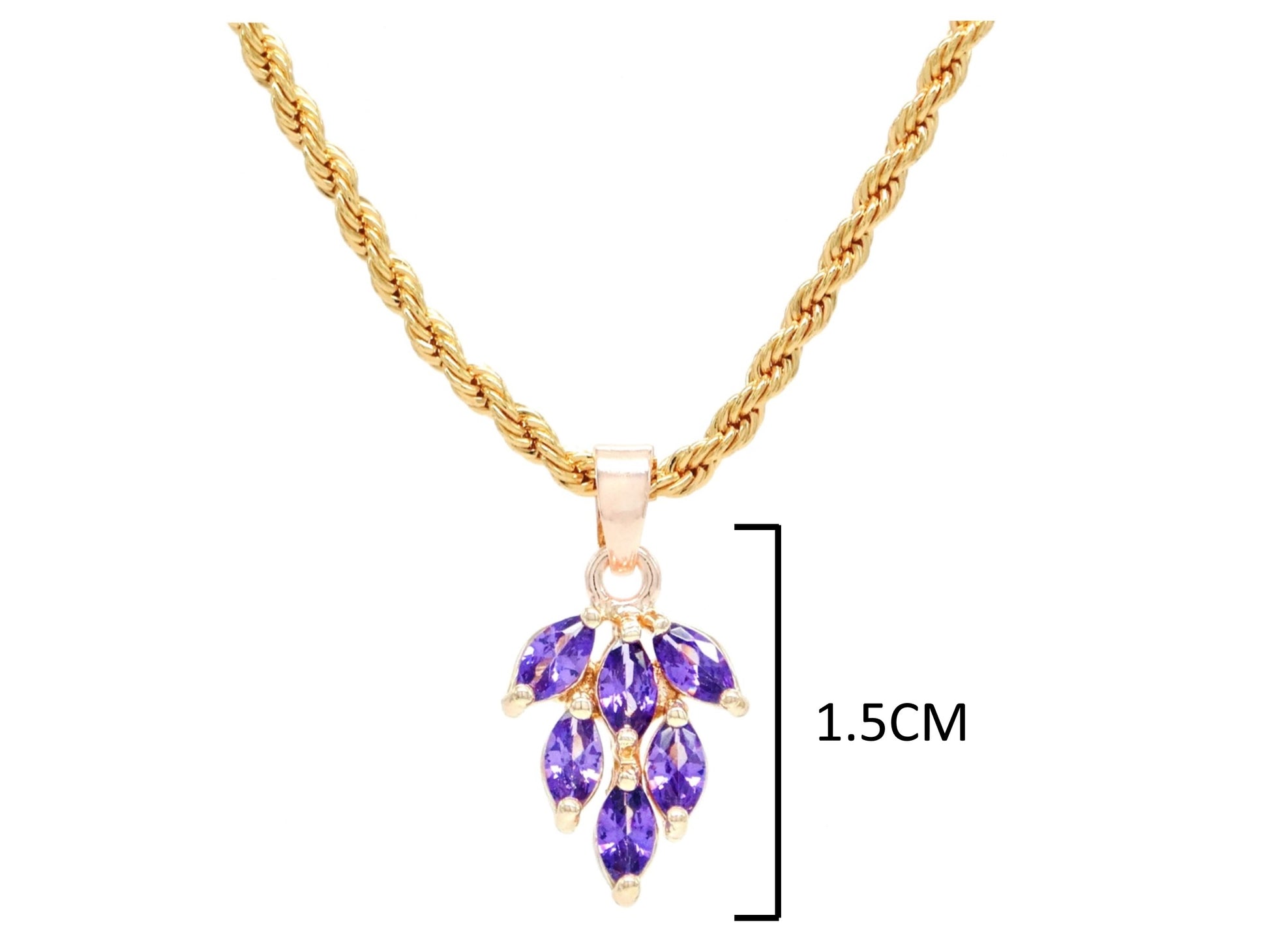 Purple leaf gold necklace MEASUREMENT