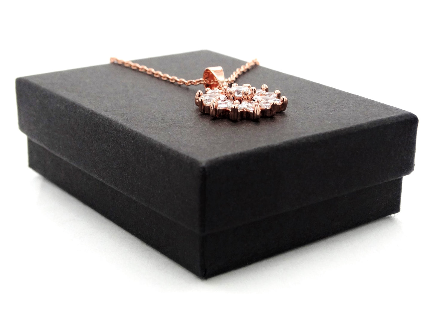 Rose gold sparkly white gems necklace GIFT BOX