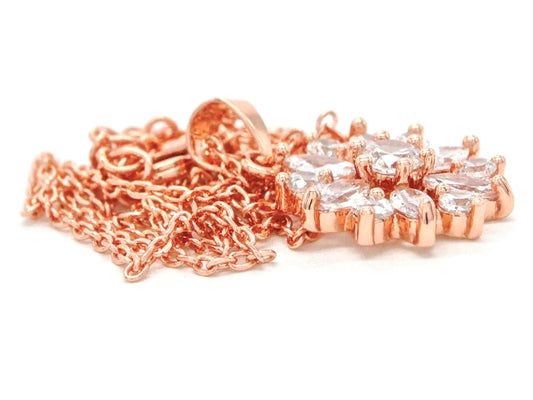 Rose gold sparkly white gems necklace FRONT