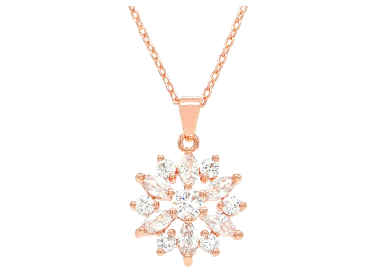 Rose gold sparkly white gems necklace MAIN