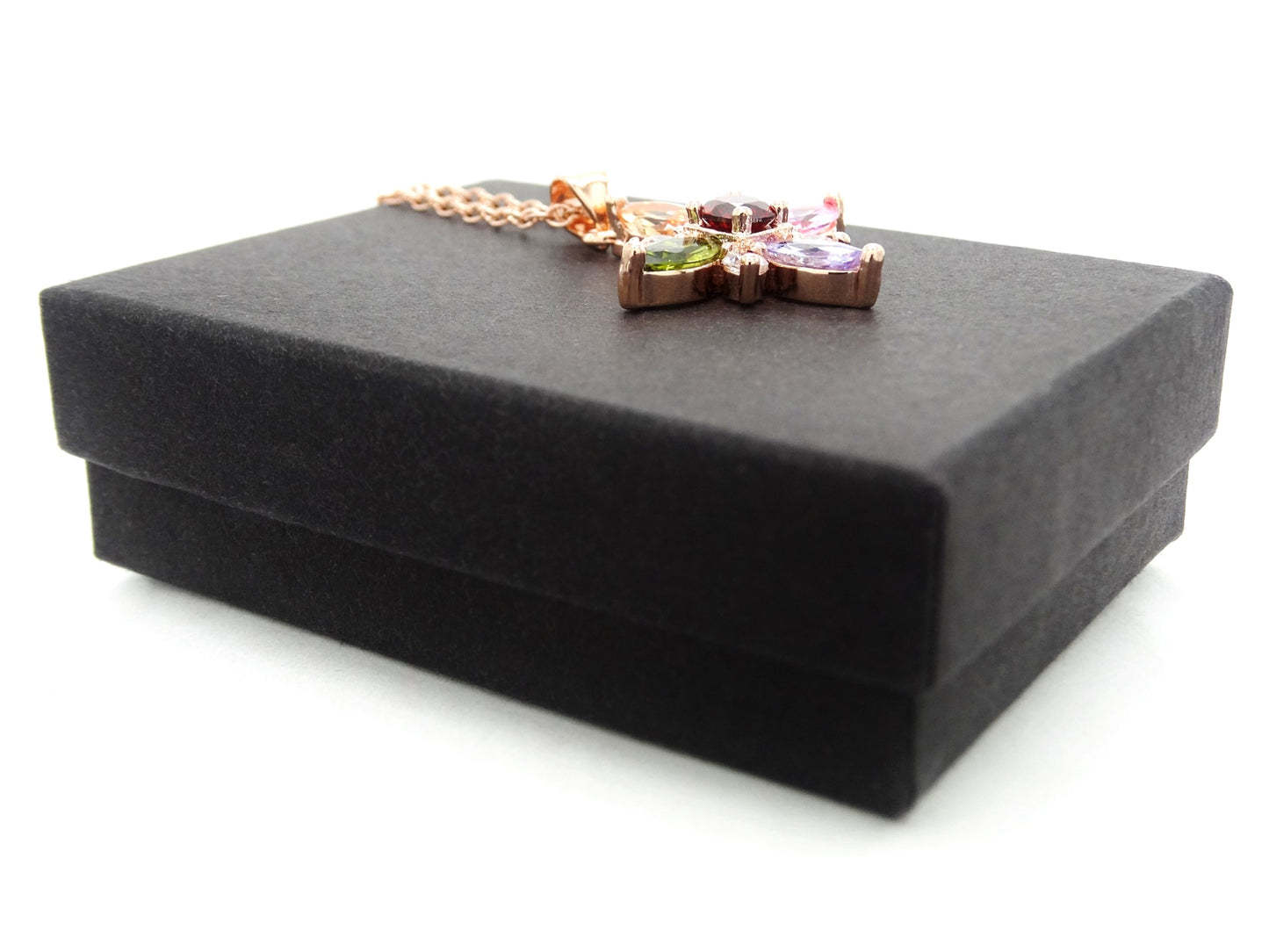 Rose gold marquise flower necklace GIFT BOX