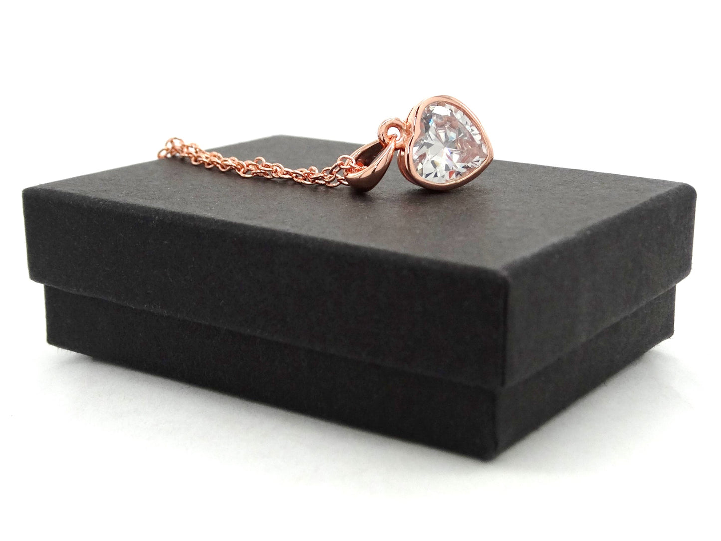 Rose gold heart gem necklace GIFT BOX