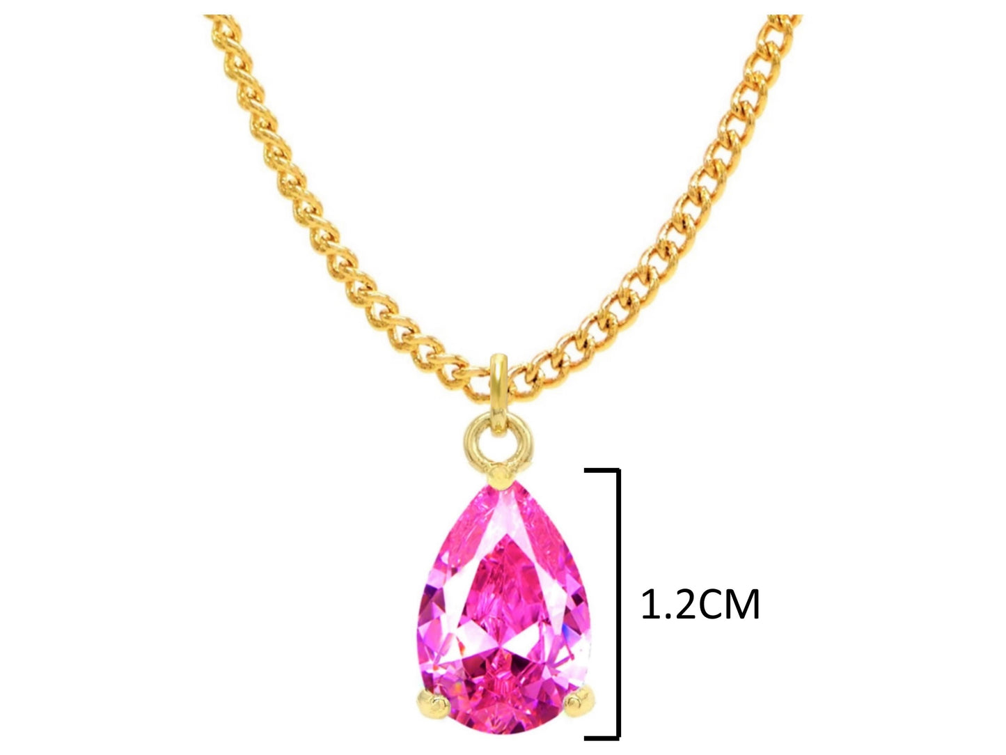 Pink raindrop yellow gold necklace MEASUREMENT