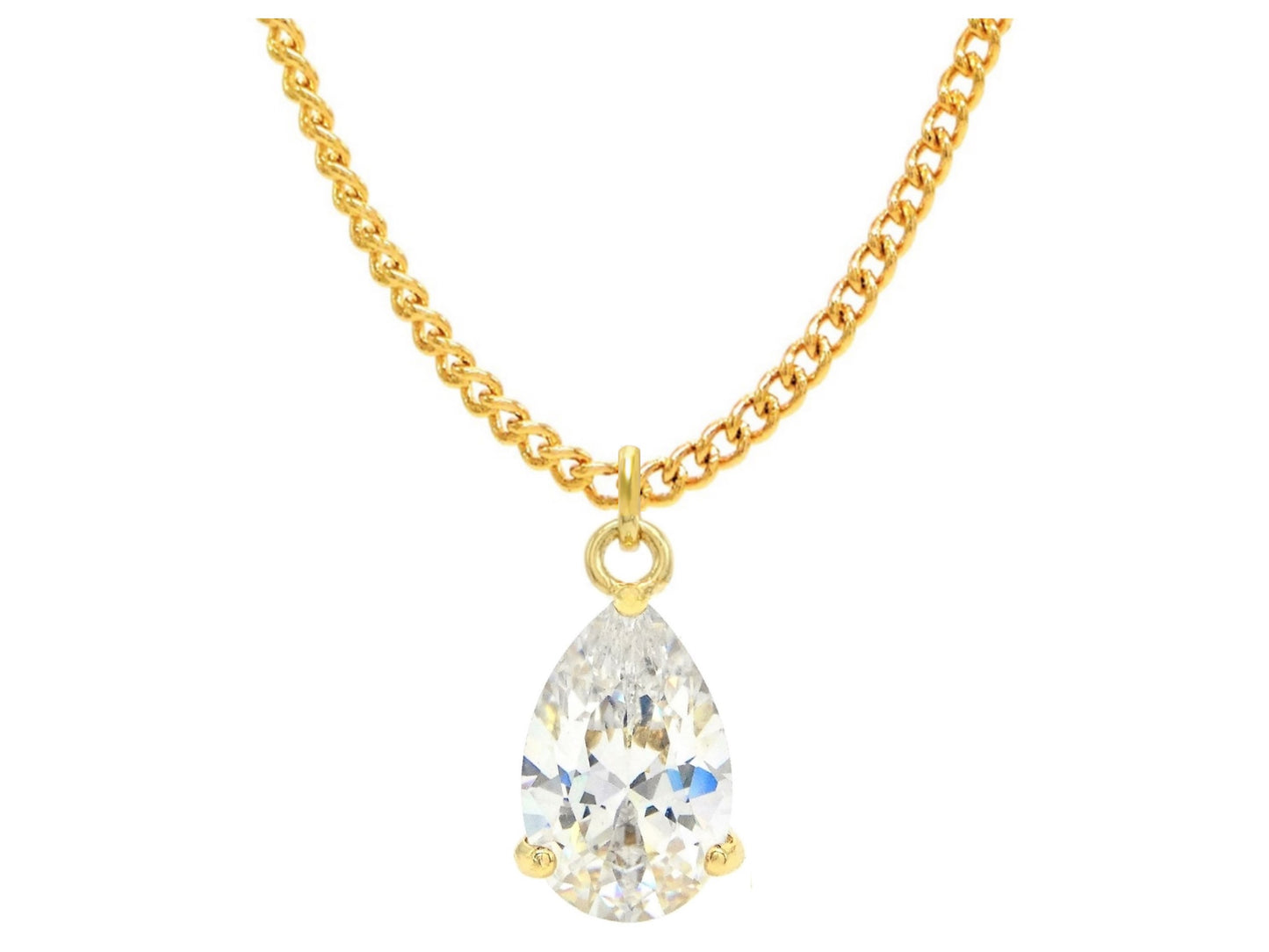 Clear raindrop gem gold necklace MAIN