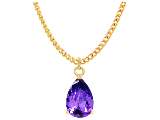 Purple raindrop gold necklace MAIN