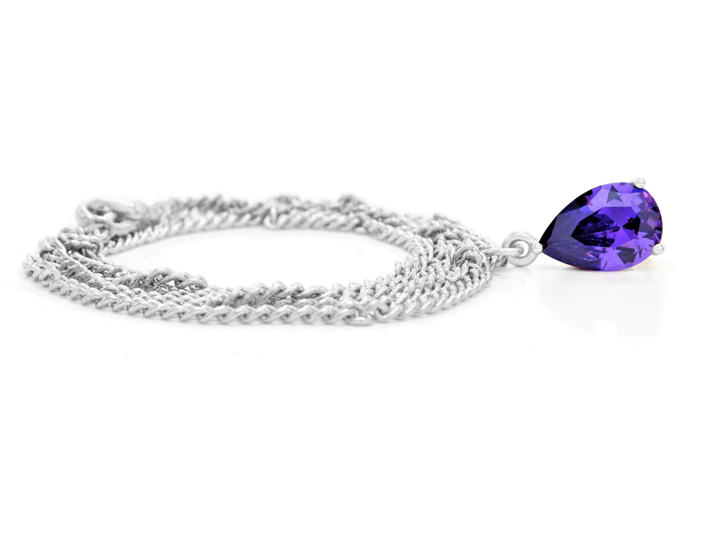 Purple raindrop white gold necklace FRONT