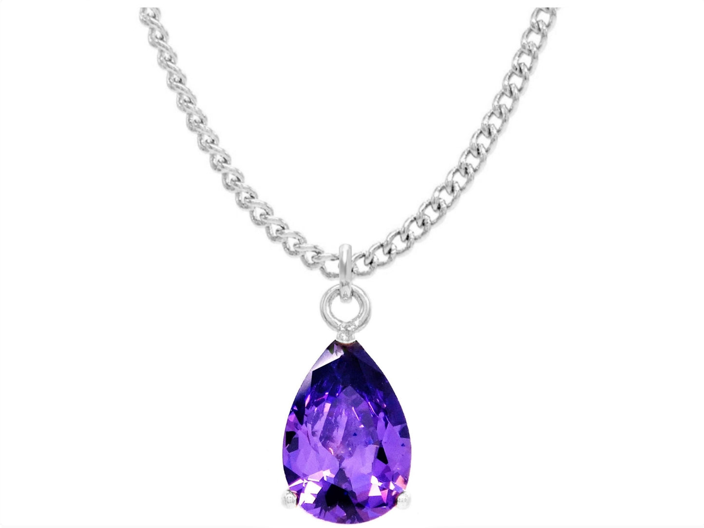 Purple raindrop white gold necklace MAIN