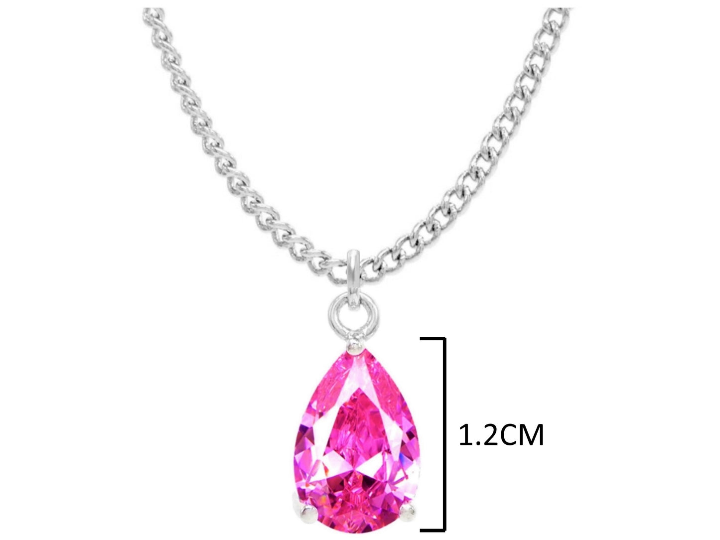 Pink raindrop white gold necklace MEASUREMENT