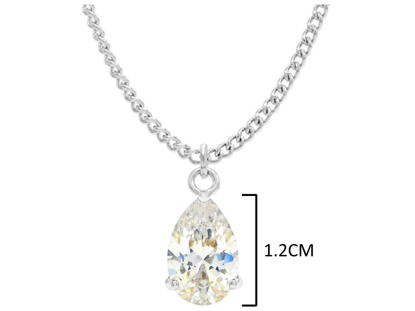 Clear raindrop white gold necklace MEASUREMENT