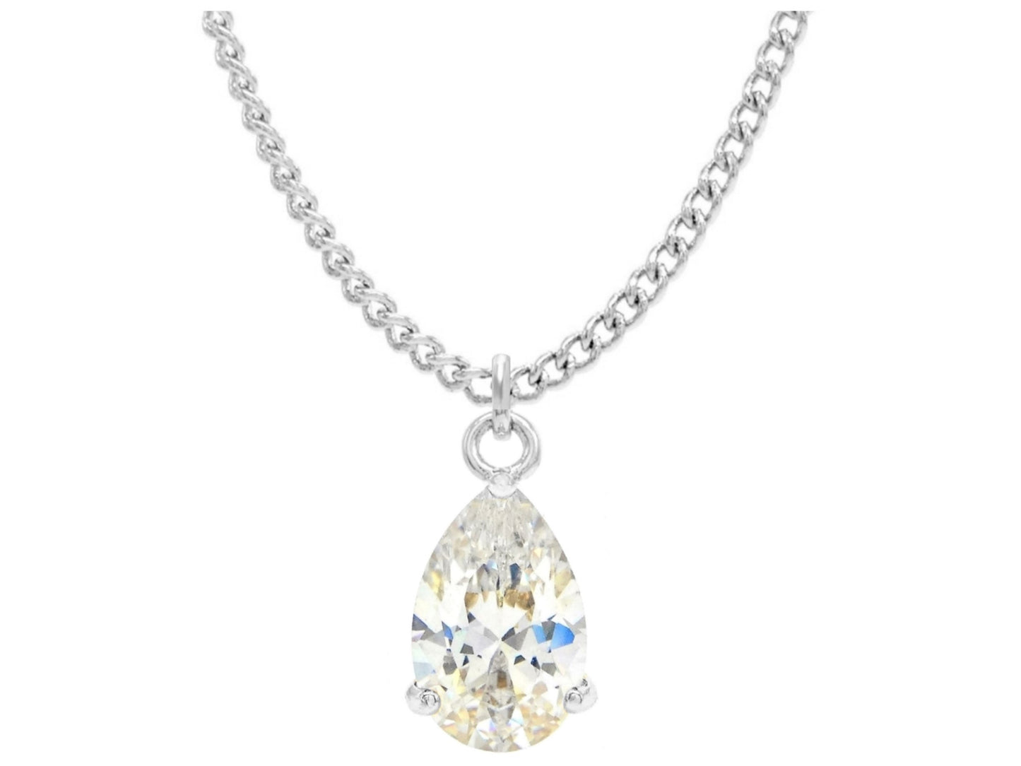 Clear raindrop white gold necklace MAIN