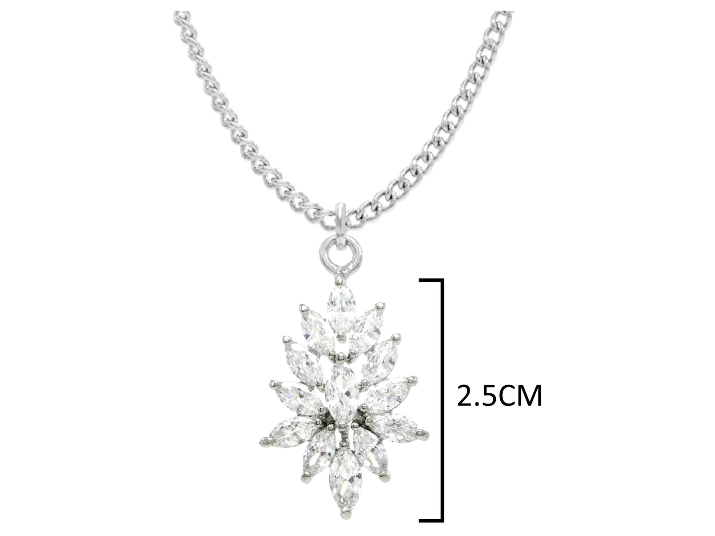 Sterling silver chandelier marquise necklace MEASUREMENT